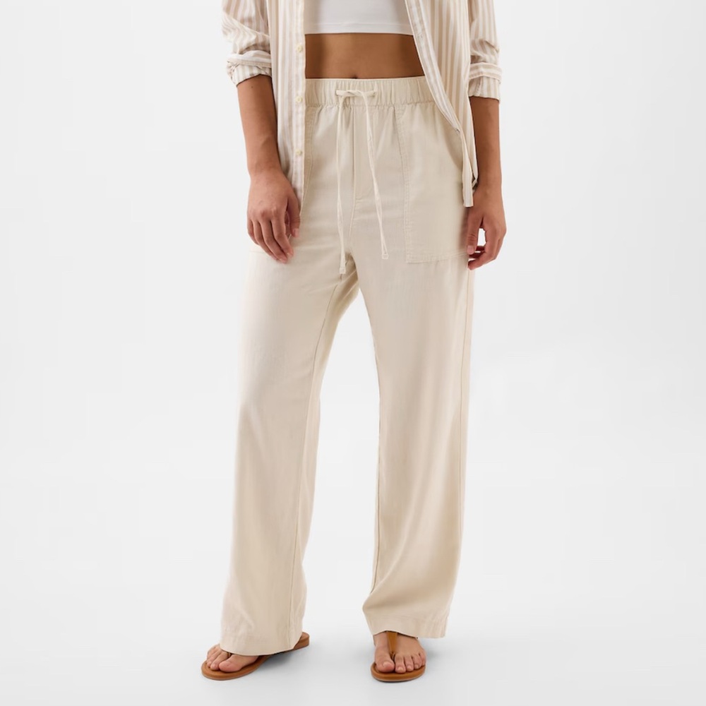 Old Navy NWT Linen Blend Wide Leg Pants Women’s Medium Tall High Waist 33.5”